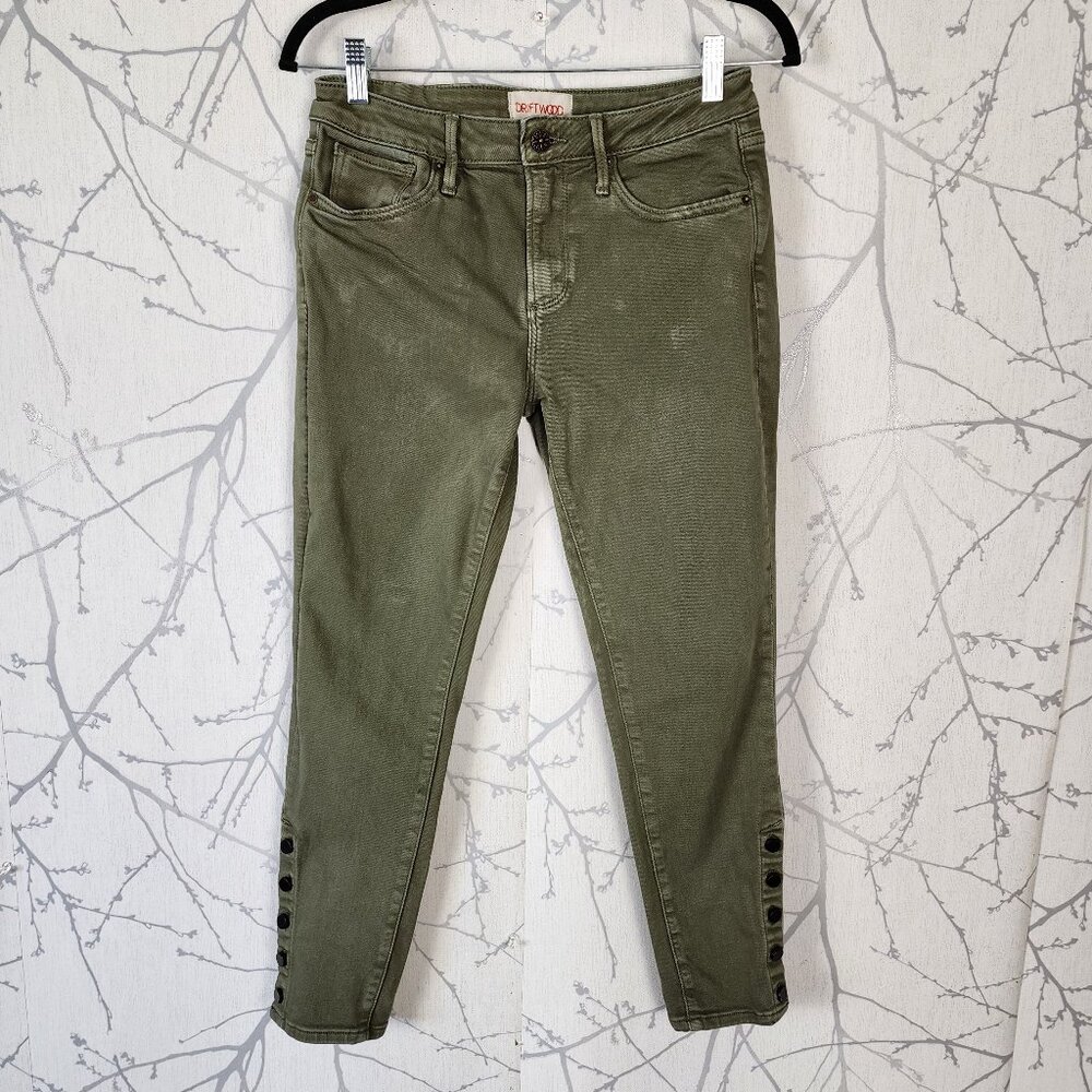 Driftwood Cotton Stretch High Rise Jackie Skinny Button Cuff Jeans